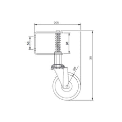 Richmond Rolling Solutions - S5025 GATE CASTOR C/W NY5517 | 063OBTS5025