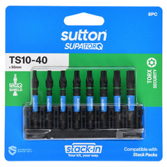 Sutton Tools - 150mm Scrdrv Bit S214 Supatorq Torx Sec Set STACK-IN 8Pc | S214S08G