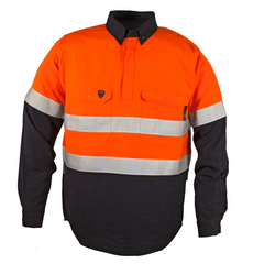 Elliotts - Tecasafe Closed Front Shirt 5.8oz - Orange/Navy w/Tape. Size (Pack of 1) | TSSLS580ONCFT4SML