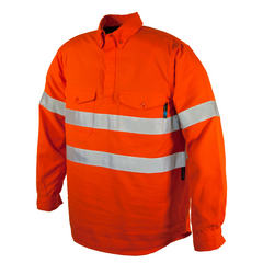 Elliotts - Tecasafe Closed Front Shirt 5.8oz - Orange w/Tape. Size MED (Pack of 1) | TSSLS580ORCFT4MED