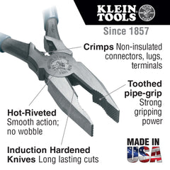 Klein Tools - 8" JOURNEYMAN HIGH-LEVERAGE COMB PLIERS | A-J12098