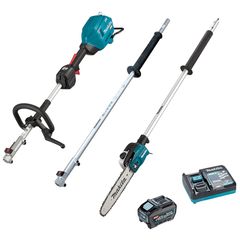 Makita - 40V Max Brushless Multi-Function Powerhead (Le400mp) Extension Pole & (Ey403mp) Pole Saw Attachment Kit- Includes 5.0Ah Battery & Single Port Rapid Charger (Bonus Em403mp) | UX01GT102-B
