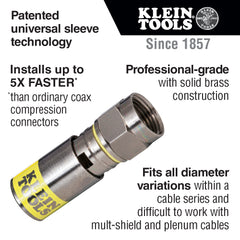Klein Tools - Univ F Comp Connector - Rg6/6Q (50-Pack) | A-VDV812-612