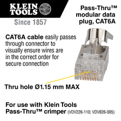 Klein Tools - Cat6A Pass-Thru Shielded Connectors 50pk | A-VDV826-705