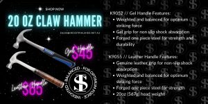 Kincrome K9052 - 20OZ Gel-grip Claw Hammer / / Kincrome K9055 Claw Hammer Leather Grip Handle 20oz